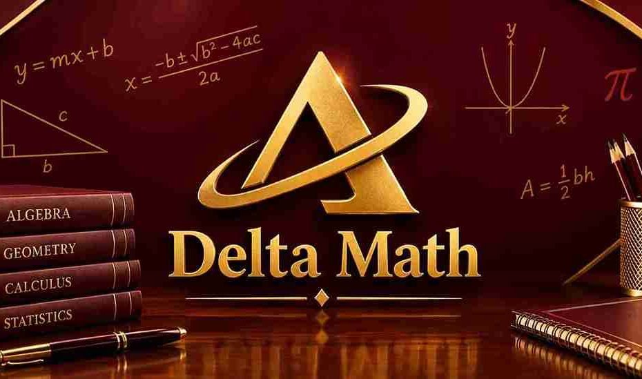 Delta Math with mathematical formulas and geometry