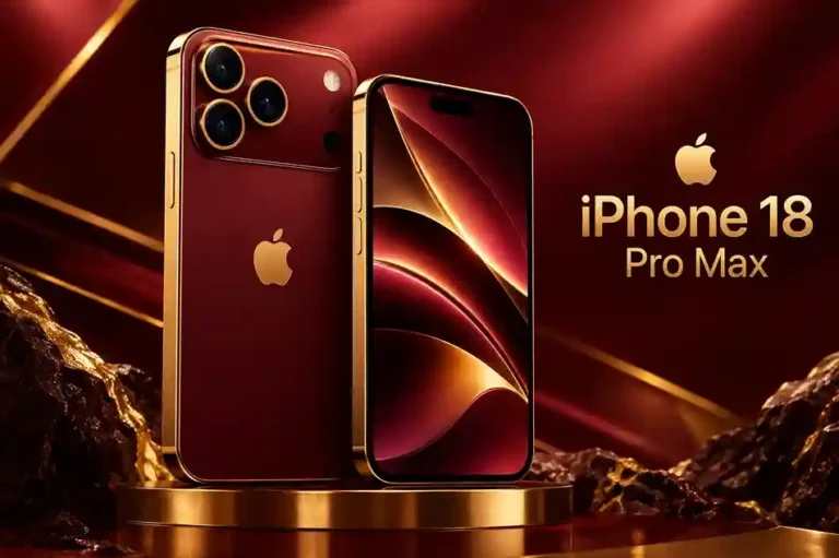 iPhone 18 Pro Max in maroon and gold design