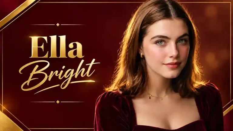 Ella Bright portrait in an elegant maroon and gold design