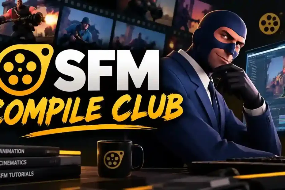 SFM Compile Club featuring Source Filmmaker animation, cinematic character rendering, and 3D animation editing.